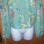 Maeve Green Stripe Floral Embroidery  by Anthropologie Long Sleeve Top Size Small Photo 3