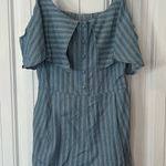 Peach Love California  Blue And White Stripe Chambray Romper Size Medium‎ Photo 0