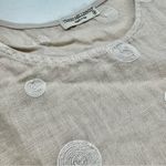 Beige Linen Embroidered Dress Gray Size M Photo 6