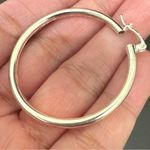 Vintage Signed 925 Sterling Silver 1.5” Hollow Tube Hoop Earrings 4g. Photo 9