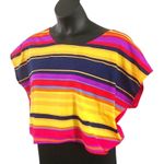GB Women's Vibrant Stripe Print Short Sleeve Blouse – Size Large Photo 5