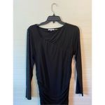 Calvin Klein  Women's Asymmetric Hem Ruched Midi Black Sheath Dress Photo 11