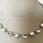Faux pearl rhinestone silver tone necklace Photo 0