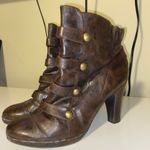 Hot Kiss Brown Booties with Gold Buckles Photo 1