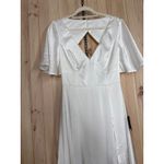 Lulus NWT Elegant Confidence White Satin Flutter Sleeve Cutout Maxi Dress Size M Photo 3