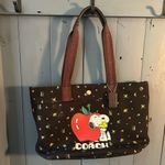 Coach Black Tote with Floral and Snoopy Design Photo 6