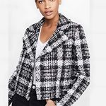 Alice + Olivia NWT Black and Off White Tweed Moto Jacket Photo 2