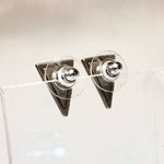 Sam Edelman NEW - Edgy Elegance Silver Triangle & Black Rhinestone Statement Stud Earrings Photo 2