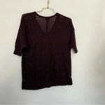Ann Taylor Fisher Net Cotton Blend Top Size Small Burgundy Plum Short Sleeve Photo 5