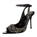 Alexander McQueen  Punk Swarovski Crystal Embellished Ankle Strap Sandals Heels Photo 0