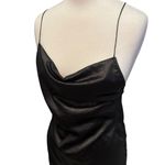 None Satin Drawstring Long Black Maxi Dress Size Large Photo 9