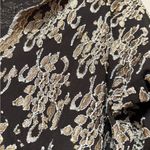 Moda Vintage 90s Sheer Floral Lace Crop Top Long Sleeve Black Gold  Int’l Photo 6