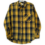 Time and Tru 100% Cotton Plaid Shirt NWT Medium Yellow Navy Photo 0