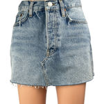 RE/DONE  Women's Blue HIgh Waist Frayed Raw Hem Mini A-Line Denim Jeans Skirt 25 Photo 0