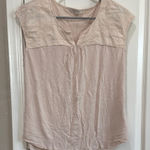 Skies Are Blue Tan Buttoned Bib Collar Blouse / C57 Photo 0