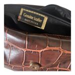 Vintage Genuine Brown Leather Croc Embossed Crossbody Shoulder Bag Photo 7