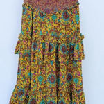 House Of Harlow 1960 Set Maxi Skirt Smocked Tiered Ruffles Yellow Tropical Size M Photo 0