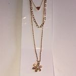 Gold Tone Multi Strand Layered Heart Flower Pendant Boho Necklace Photo 1