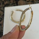 Fossil  Gold Stone Jewel Hoop Earrings Photo 3