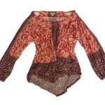 Lucky Brand  Off The Shoulder Blouse Floral Bohemian Long Sleeve Tunic Loose S Photo 5