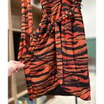 Pretty Little Thing Orange Zebra Flare Sleeve Tie Waist Bodycon Dress Photo 5