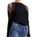 Free People  Daniella Black Lace Shoulder Blouse Photo 1