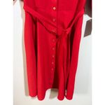 Sharagano  Pure Red Roll Tab Sleeve Self Tie Shirt Dress Size 4 NWT Photo 1