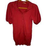 Gianni Bini  Red Short Sleeve Button-Up Sweater Tunic Photo 0