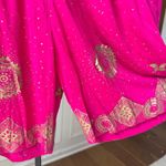 2pc Shorts Top Banarasi Style Fuchsia Gold Foil Boho Beaded Set OSFM L XL Pink Size undefined Photo 4