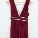 Lulus Lulu’s Delightful Occasion Burgundy Beaded Tulle Maxi Dress size Small New Photo 10