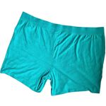 DENIM & CO ACTIVE NWOT Green Textured Knit Pull On Terry Shorts Size 4XP Pockets Photo 2