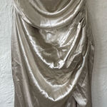Birdy Grey Lydia Dress Shiny Satin Champagne, mermaid skirt, cowl neck; size 3X Photo 0