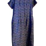 Qipao Cheongsam Zansae Silk Embroidered Floral Navy Dress midi dress Blue Size L Photo 6