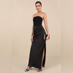 Lulus Mella Black Mixed Media Strapless Maxi Dress Photo 2