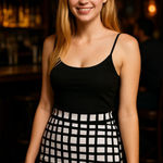 Vintage Black and White Checkered Women's Stretchy Skirt Size M Photo 0