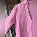 ZARA  linen button down shirt long sleeve bubblegum pink top gold buttons collar Photo 6