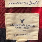 American Eagle AEO Red Black Buffalo Plaid Button Down Shirt S Flannel Oversized Photo 4