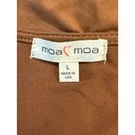 Moa Moa  Brown Beige Long Sleeve Ruched V Neck Wrap Crop Top Large Womens Photo 5