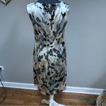 Ann Taylor  Silk watercolor midi length sleeveless dress 4 sheath lined white Photo 4