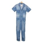 Pistola Grover Denim Jumpsuit Women’s Small Utility Blue Short Sleeve Retro Photo 1