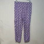 Juicy Couture  Women’s XL Purple Checkered Jogger Pants Cargo Pockets Elastic Wai Photo 1