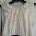 ⭐️ White & Denim Print Ruffle Work Business Dress Photo 1