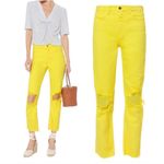 L'Agence Audrina Distressed Neon Yellow Jeans Size 25 Bright Yellow Raw Hem High Photo 2