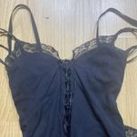 Dolce & Gabbana VTG Y2K D&G Corset Lace Up Satin Bra Black Midi Dress Sz 26 (XS) Photo 6