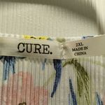 Cure Women's Size 2XL Multicolor Floral 3/4 Bell Sleeves Boat Neck Ribbed Top Pink Photo 3