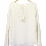 Sundance Cream Boho Embroidered Ivory Lace Long Sleeve Flowy Blouse Size Medium Photo 0