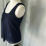 New York & Company Ruched Blue Tank Top Photo 2