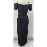 Vintage Maxi Dress Satin Bow Front Bodice Off Shoulder Sleeves Black Womens M Size M Photo 5