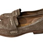 Gianni Bini Chocolate Brown Metallic Leather Upper Slip On Loafers 6M Photo 4