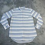 A New Day  Stripe Button Down Shirt Size Large Nautical Coastal Casual Photo 0